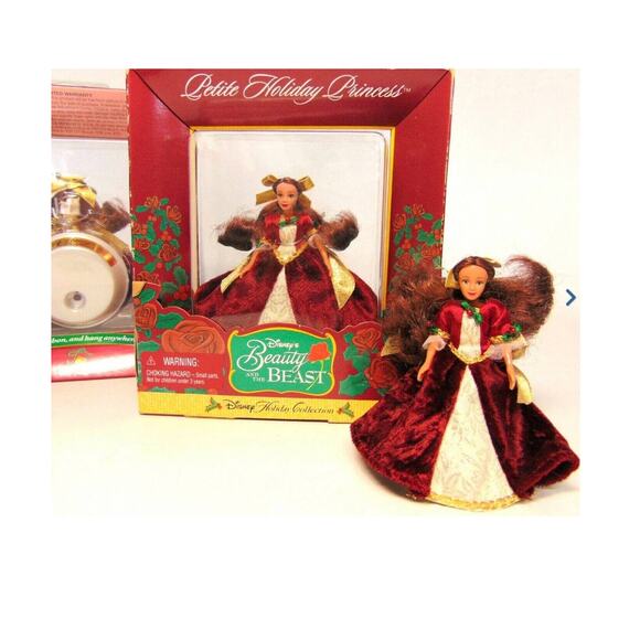 NEW Disney Princess Petite Holiday MINI DOLL Disney BELLE 4” DOLL ORNAMENT Box! - Picture 2 of 4